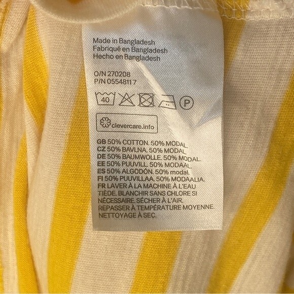 H&M Yellow and White Striped Jersey Dress - Elastic Waist - Size Medium - Picture 10 of 12